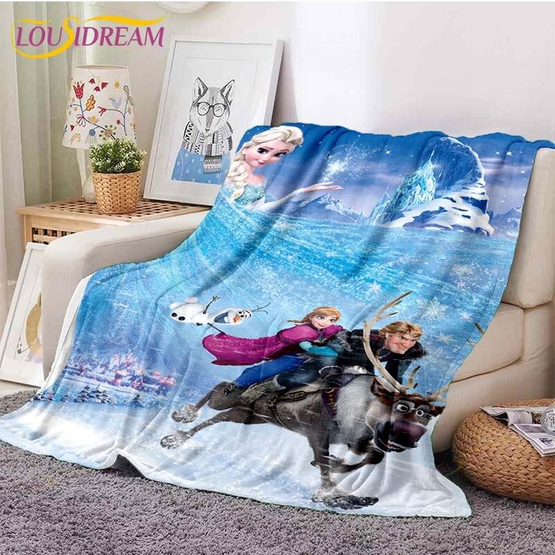 3D Cartoon Frozen Blanket Ultra Lightweight Soft Plush Flannel Throws Blanket for Sofa Bed Couch Best Office Gifts