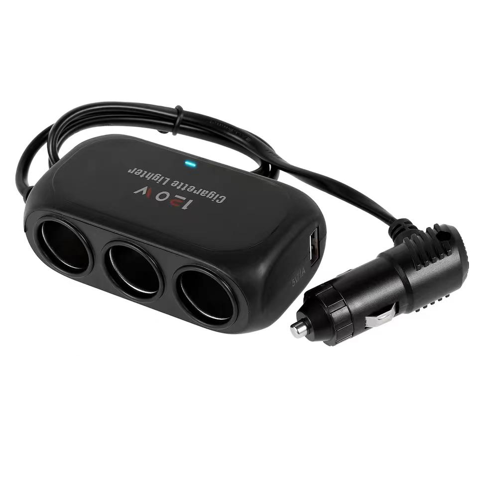 3 Socket Car Cigarette Lighter Splitter Dual USB LED Car Fast Charger 12V 24V Car Charger Adapter for lPhone GPS Dashcam