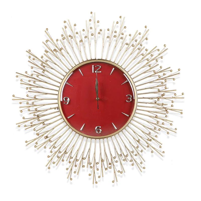 

Легкие роскошные настенные часы, часы для гостиной, современные минималистичные декоративные часы, настенные креативные часы 520 520 35mm красный