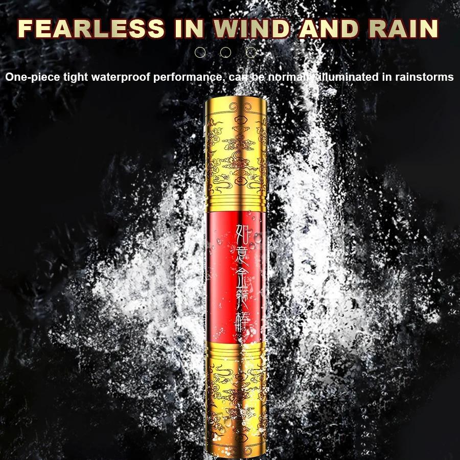 Portable LED Flashlight Monkey King Carving dragon golden Cudgel Stick Torch Flashlight Outdoor Emergency Light Create design
