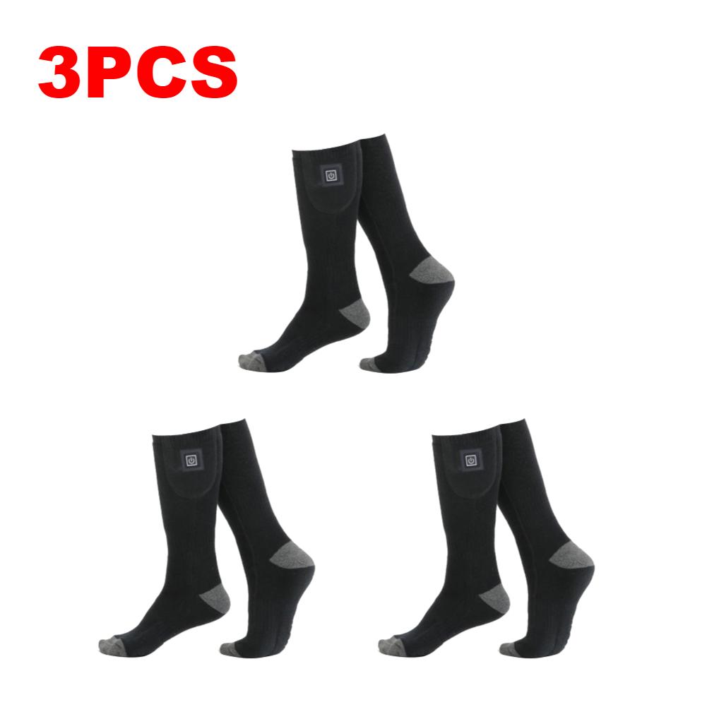 1/2/3Pair Winter Heated Socks Anti Slip Battery Powered Cold-Proof Skiing Sock Heating Warm Long Socks For Outdoor Skiing Hiking