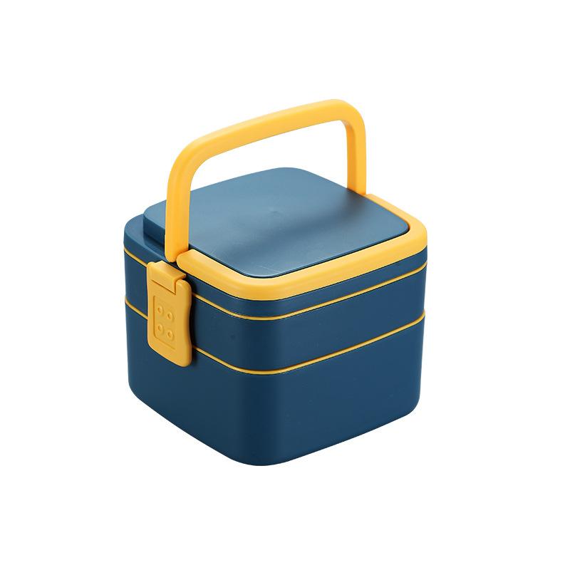 Hot Sale Portable Handle Lunch Box Kids Food Storage Box 2 Layer Compartment Lunch Box Microwave Plastic Food Warmer Lunch Box