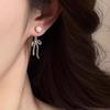 Pearl Bow Tassel Earrings: Sweet Korean Style for Square Faces