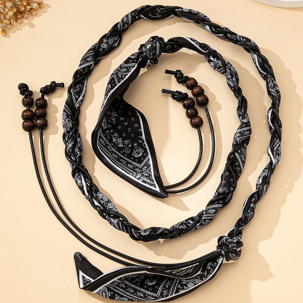 A Women's Necklace, a High-End Bohemian Ethnic Style Silk Scarf Woven Necklace, Can Also Be Used as a Thin Belt, Suitable for Daily Wear
