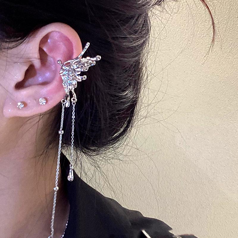 2024 Trendy Butterfly Tassel Ear Clips: Elegant No-Piercing Earrings for Women