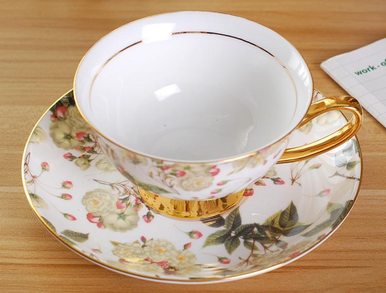 Zlacená evropská kostní porcelánová kávová a čajová sada s podšálkem