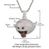 European and American Hip-hop Style Funny Face Tongue Sticking Pendant, Copper Inlaid with Zircon, Micro Inlaid with Diamonds, Trendy Hip-hop Necklace