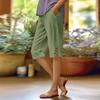 Pants For Women Casual Summer Solid Color Elastic High Waist Cotton And Linen Loose  Pants Drawstring Pocket Mid Leg Pants