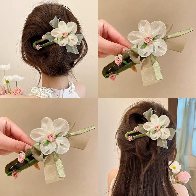 1 piece of hair accessory vintage claw clip romantic fabric flower exquisite high-end grip clip 11.5*6cm