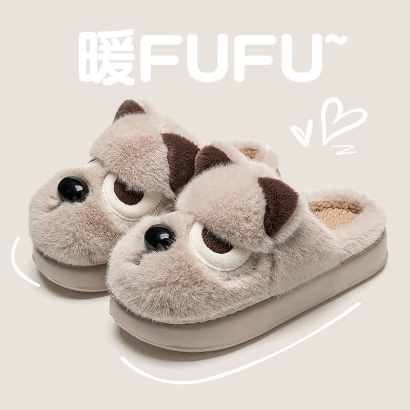 

Мультяшный Злой Пес Хлопковые Тапочки для Дома Женские Плюшевые Хлопковые Тапочки Мужские Теплые Туфли Баотоу Шлепанцы Женские 40-41