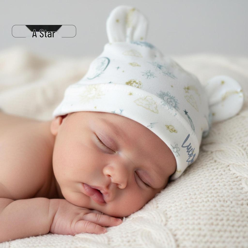 He'er Te Baby Sommar Benfri Tryckt Mössa - Nyfödd Postpartum Huvudskydd