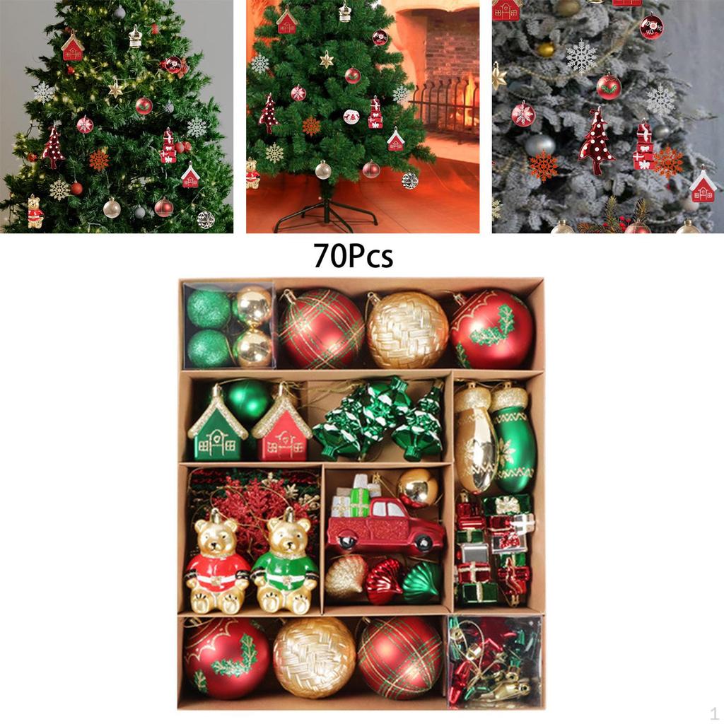 70 Pieces Christmas Ball Ornaments Set Pendant Drops, Tree Hanging Ornaments, Xmas