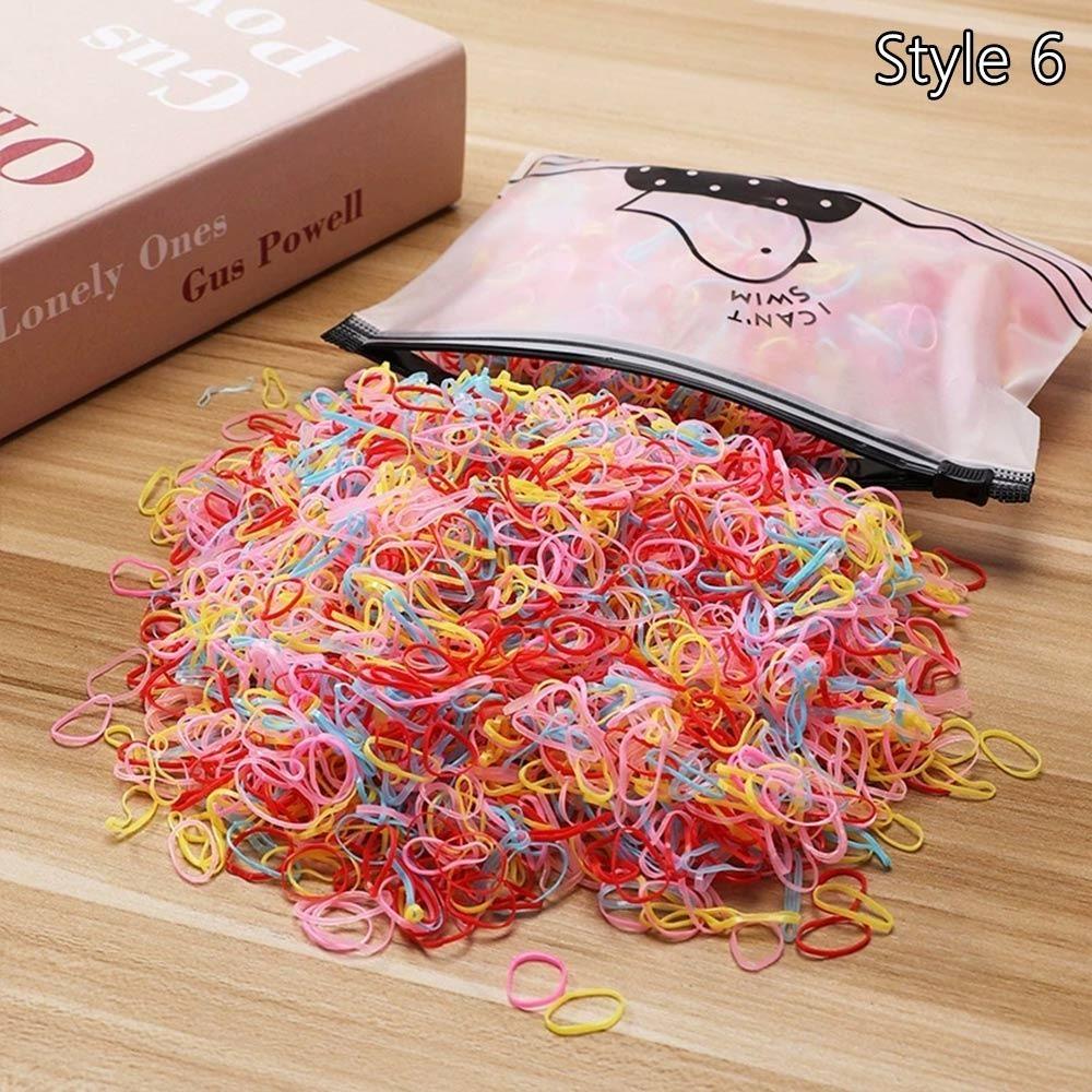1000Pcs Girls Colourful Disposable Rubber Band Hair Ties Headband Ponytail Holder Bands Kids Hair Styling Tools