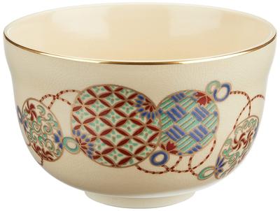 Miyachi Eikou Matcha Bowl White Diameter X Height Ninsei Kusudama Paper Box Size 12.4 7.8cm