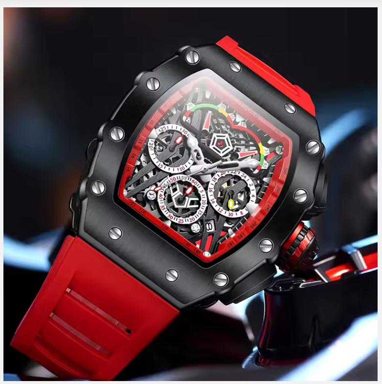 Xiaomi Dropshippng Quartz Men Watch Top Brand Tonneau Stainless Steel Shell Sport Wristwatch Fashion Black Silicone Type Mille Relojes