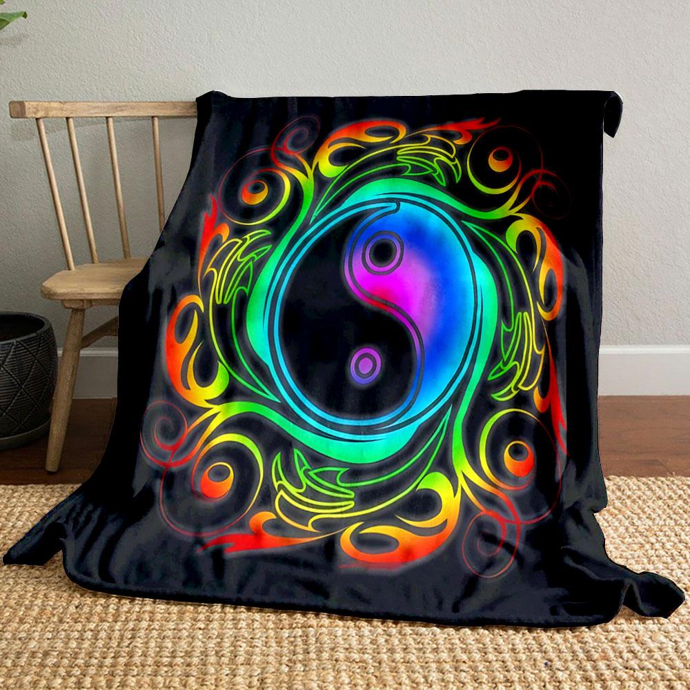 Colorful Yin Yang Mandala print blanket soft and cozy perfect for the living room bed sofa or a nap,gift