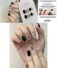 Fashionable Fake Nail Tips With Black Sparkling Water Diamoans And Star Design For Teen Girls And Students