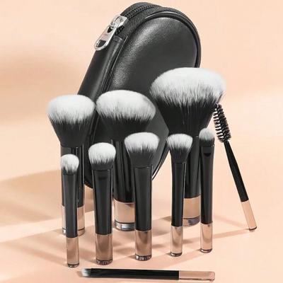 Lot de 10 Mini Pinceaux de Maquillage Pinceau Blush Poudre Libre Pinceau Fard à Paupières Portable Maquillage Débutant Ensemble Complet