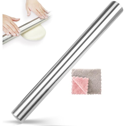 

Stainless Steel Rolling Pin, Pipe Type, Non-Stick, Easy to Clean, Kitchen Cookware for Pasta, Dumplings, Pizza, Cakes, Pies, and More (25cm Rolling Pi