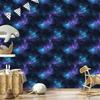 Watercolor Galaxy Wallpaper Navy Blue, Turquoise and Azure 50x1000