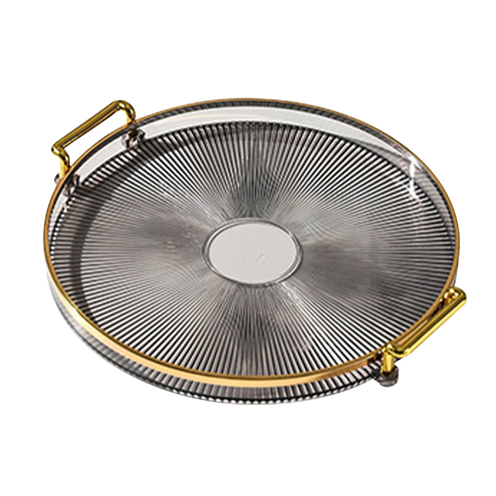 Круглый поднос с ручками, многоцелевой прозрачный круглый поднос для подачи хлеба, фруктов, десертов, закусок золотой