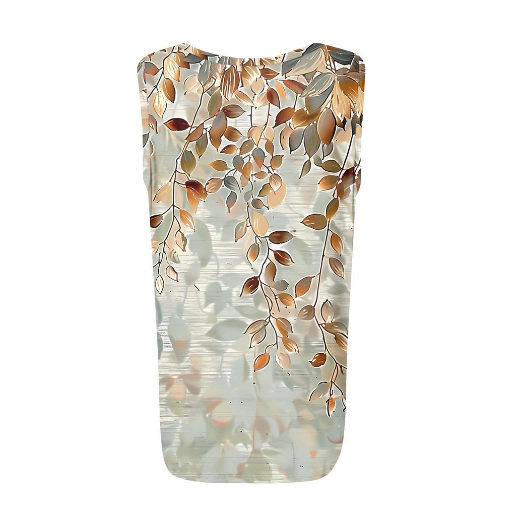 Square Collar Tank Top Women Print Tank Tee Casual Loose Fit Sleeveless Shirt