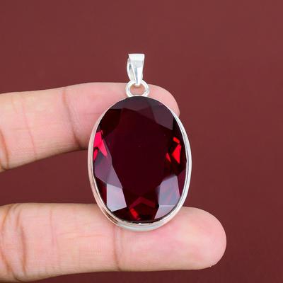 Facettierter Rubellit Anhänger Handgefertigter Edelstein Anhänger 925 Sterling Silber Anhänger Top Qualität Rubellit Schmuck Einzigartiger Anhänger Geschenke für Frauen
