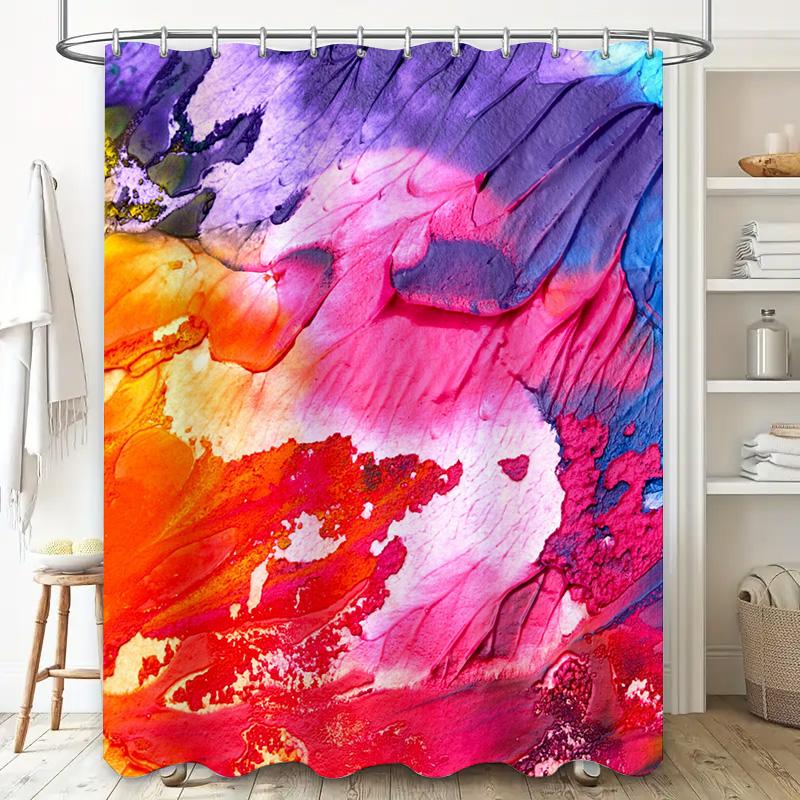 Vibrant Abstract Watercolor Shower Curtain For Bathroom Decor Customizable Size Options Available In Various Colors