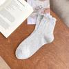 Women's Mid-Calf Heart Pattern Cotton Socks - Bubble Cuff, Thin, Simple, Versatile, Perfect for Spring/Summer.