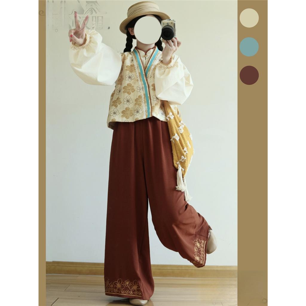 Chinese Tang Dynasty Style Hanfu Suit For Women Tang Beizi Daily Improved Literary Retro Suit