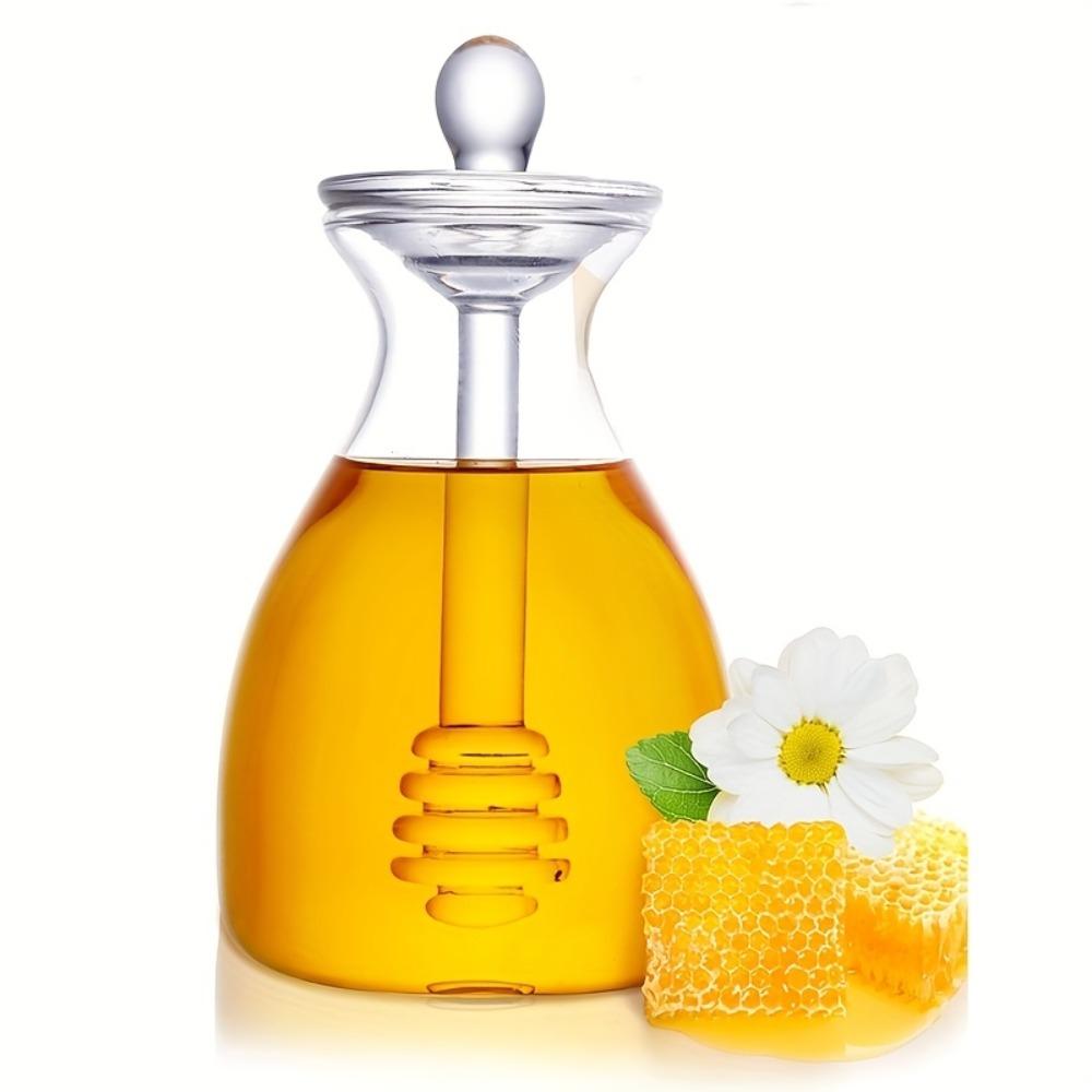 Simple Large Capacity Glass Honey Jar Three-dimensional Bee With Dipper Rod Honey Container Clear Jam Dispenser Muffin