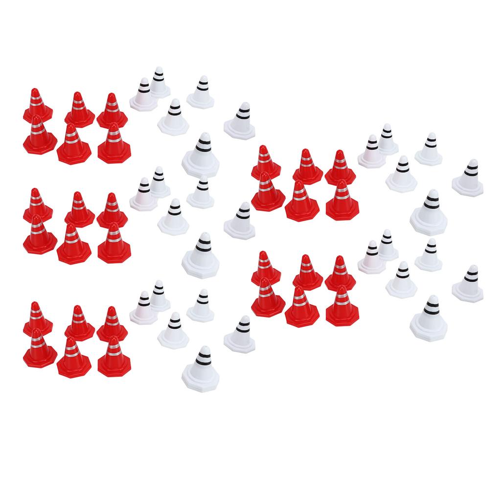 60 Pcs Traffic Cones Toys Red White Mini Traffic Cones Miniature Lifelike Road Block for Soccer Training RC Car Gaming