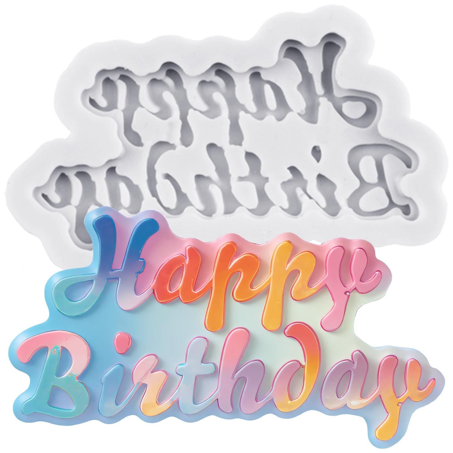 

Happy Birthday Silicone Mold Letter Fondant Molds Cake Decorating Tools Theme Cake Dessert Decorated Chocolate Candy Mold сірий колір