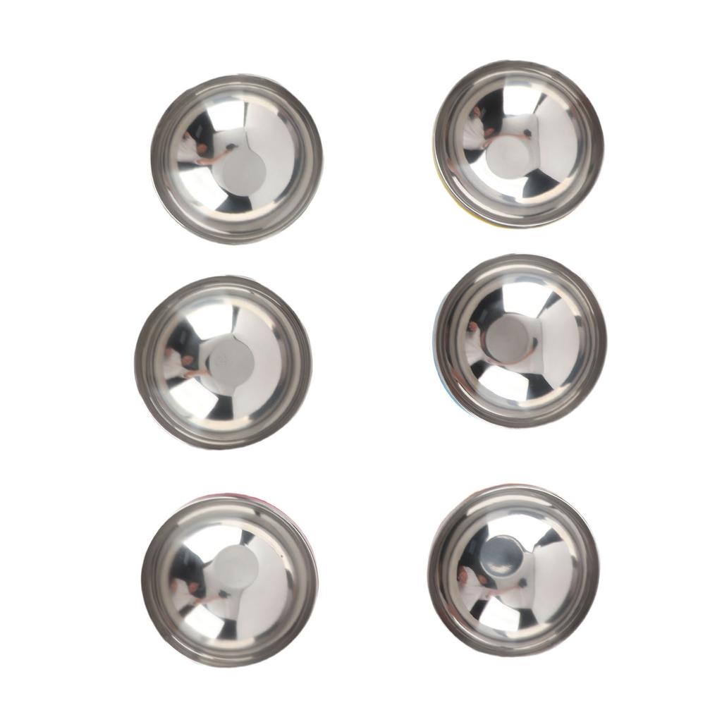 6Pcs Set Color Stainless Steel Bowl Heat Insulation Salad Noodles Bowl for Home Kitchen(13cm S )