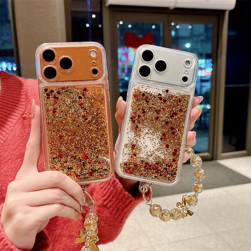 Premium Gold Foil Quicksand Case for iPhone 11-14 & PROMAX, Anti-fall Protection