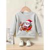 Girls' Christmas-Themed Santa Sleigh Crewneck Sweatshirt, Available in Multiple Colors! Adorable Cartoon Print Features a Cute Reindeer