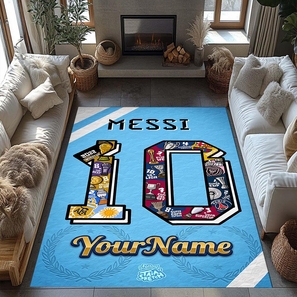 Messi 46 Personalized Name Floor Mat Design for Kitchen Game Room Hallway Bedrooms Anti-slip Rug Decorate Offices