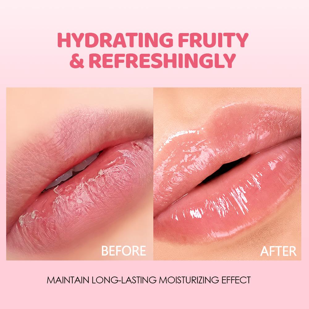 Julystar Clear Fruit Lip Gloss Oil, High Shine Mirror Dewy Lip Glow Balm, Long Lasting Hydration Moisturizing Non-Sticky Plumping Lip Stain Makeup