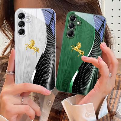 Grão de madeira Cavalo Dourado Para Samsung A 73 72 71 70 56 55 54 53 52 51 50 42 35 34 33 32 31 26 25 24 23 22 30 20 capa de telefone de vidro