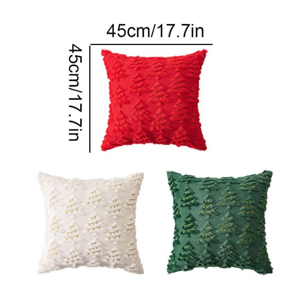 Christmas Tree Christmas Plush Pillowcase Square Cushion Cover Warm Throw Pillowcover  Sofa/Bed