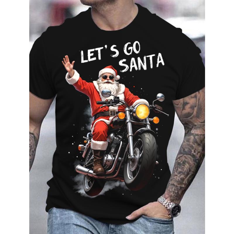 1 Stück Polyester Strick Festliches Herren 3D Weihnachts-Print T-Shirt, Feiertags Neuheit Top