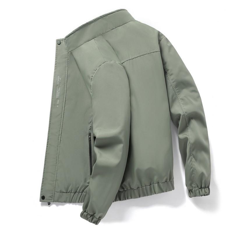 Spring Fashion Solid Color Casual Trend Stand-up Collar Jacket Printed Popular Windbreaker Coats Overcoat Men
