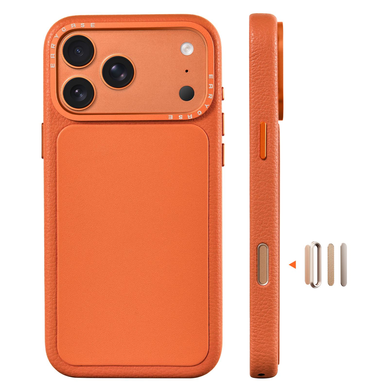 

Oatsbasf Magnetic Phone Case for iPhone 17 Pro Max / 17 Pro Premium Leather Phone Cover Bare Phone Look Shockproof Shock Absorb iPhone17 Pro Max помаранчевий