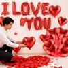 I Love You Heart Balloons With Fake Rose Petals Aluminum Foil Balloon For Valentines Day Wedding Anniversary Romantic Decoration