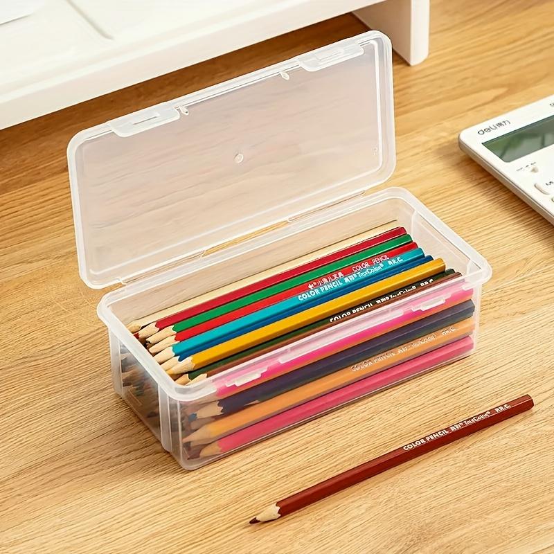 Transparent Storage Box Large Capacity Stationery Organizer Plastic Pencil Holder Clear Art Supplies Container School Office Accessories