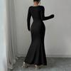 Women's Fashion Long Sleeve Fishtail Long Dress