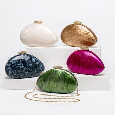 Sac bandoulière oblique pour femme, Sac acrylique forme coquillage spécial, Pochette de mode pour mariage et dîner