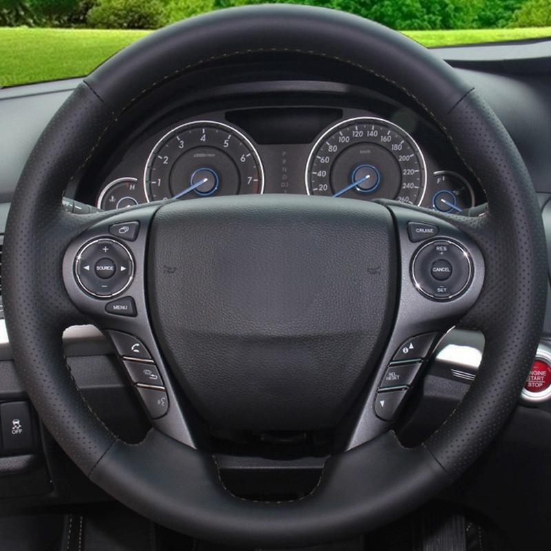 DIY Black Artificial Leather Car Steering Wheel Cover For Honda Accord 9 2013-2017 Crosstour 2013-2015 Odyssey 2013-2015