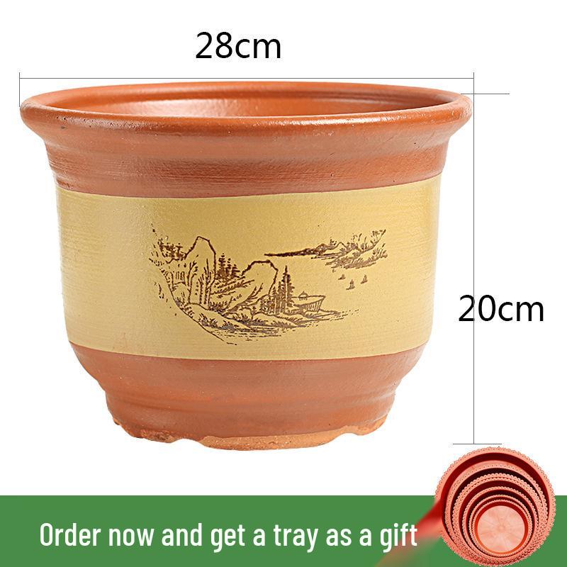 Extra-Large Purple Clay Ceramic Bonsai and Orchid Flower Pot