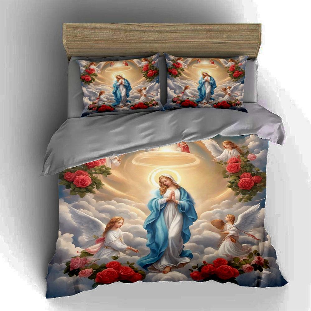 Angels Roses Clouds Bedding Duvet Cover Sets Duvet Covers Pillowcases Gifts (1 * Duvet Cover 2 * Pillowcases, Without Duvet Insert)